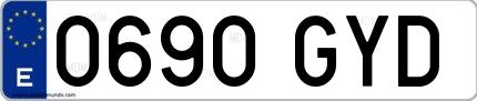 Ejemplo de matrícula española 0690 GYD