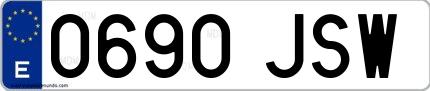 Ejemplo de matrícula española 0690 JSW