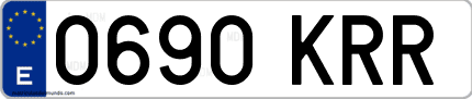 Ejemplo de matrícula de coche ordinaria 0690 KRR
