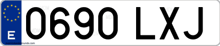 Ejemplo de matrícula de coche ordinaria 0690 LXJ
