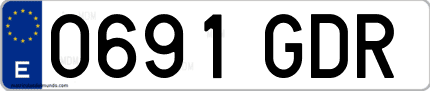 Ejemplo de matrícula de coche ordinaria 0691 GDR