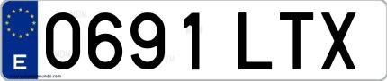 Ejemplo de matrícula española 0691 LTX
