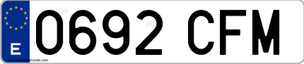 Ejemplo de matrícula de coche ordinaria 0692 CFM