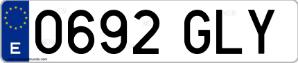 Ejemplo de matrícula de coche ordinaria 0692 GLY
