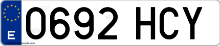 Ejemplo de matrícula de coche ordinaria 0692 HCY