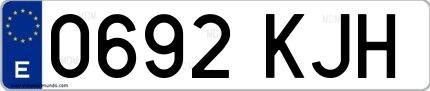 Ejemplo de matrícula española 0692 KJH