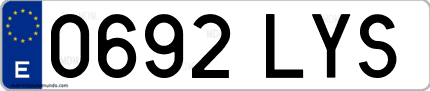 Ejemplo de matrícula de coche ordinaria 0692 LYS