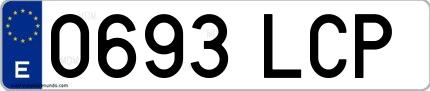 Ejemplo de matrícula española 0693 LCP