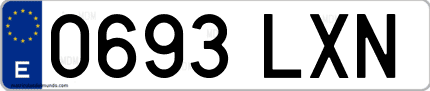 Ejemplo de matrícula de coche ordinaria 0693 LXN