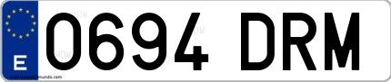 Ejemplo de matrícula española 0694 DRM