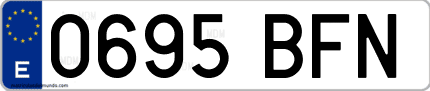 Ejemplo de matrícula de coche ordinaria 0695 BFN