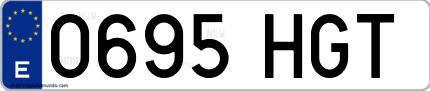 Ejemplo de matrícula de coche ordinaria 0695 HGT