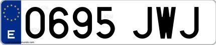 Ejemplo de matrícula española 0695 JWJ