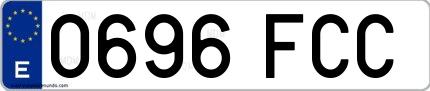 Ejemplo de matrícula española 0696 FCC