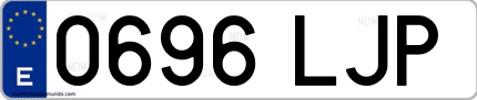 Ejemplo de matrícula de coche ordinaria 0696 LJP