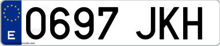 Ejemplo de matrícula de coche ordinaria 0697 JKH