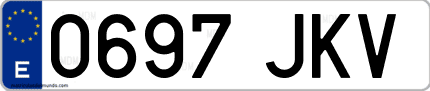 Ejemplo de matrícula de coche ordinaria 0697 JKV