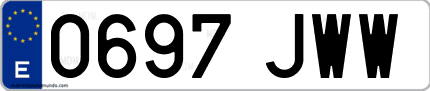 Ejemplo de matrícula de coche ordinaria 0697 JWW