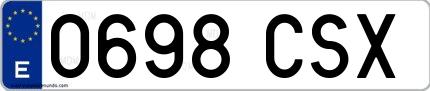 Ejemplo de matrícula española 0698 CSX