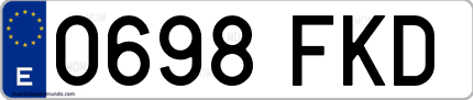 Ejemplo de matrícula de coche ordinaria 0698 FKD