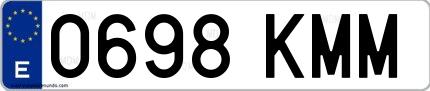 Ejemplo de matrícula española 0698 KMM