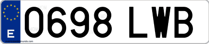 Ejemplo de matrícula de coche ordinaria 0698 LWB