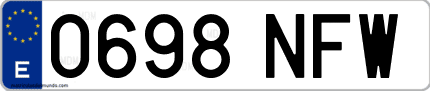 Ejemplo de matrícula de coche ordinaria 0698 NFW