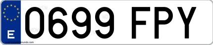 Ejemplo de matrícula española 0699 FPY