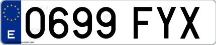 Ejemplo de matrícula española 0699 FYX