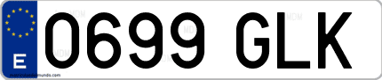 Ejemplo de matrícula de coche ordinaria 0699 GLK