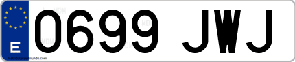 Ejemplo de matrícula de coche ordinaria 0699 JWJ