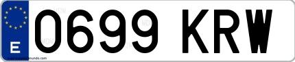 Ejemplo de matrícula española 0699 KRW
