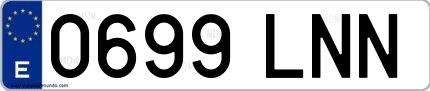 Ejemplo de matrícula española 0699 LNN