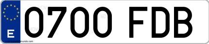 Ejemplo de matrícula española 0700 FDB