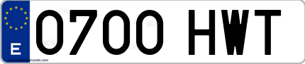 Ejemplo de matrícula de coche ordinaria 0700 HWT