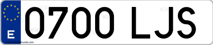 Ejemplo de matrícula de coche ordinaria 0700 LJS