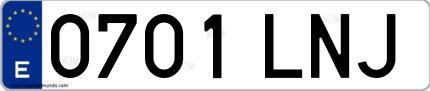 Ejemplo de matrícula española 0701 LNJ