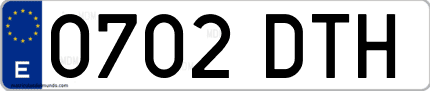Ejemplo de matrícula de coche ordinaria 0702 DTH