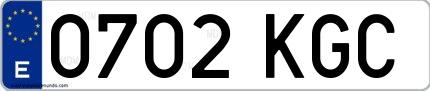 Ejemplo de matrícula española 0702 KGC