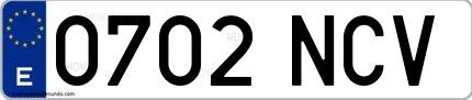 Ejemplo de matrícula española 0702 NCV