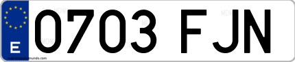 Ejemplo de matrícula de coche ordinaria 0703 FJN