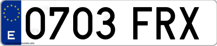 Ejemplo de matrícula de coche ordinaria 0703 FRX