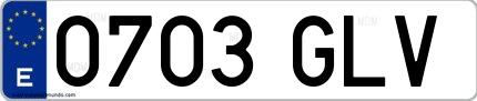 Ejemplo de matrícula española 0703 GLV