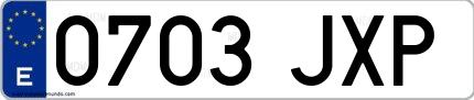 Ejemplo de matrícula española 0703 JXP