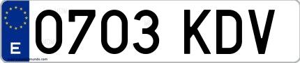 Ejemplo de matrícula de coche ordinaria 0703 KDV