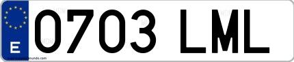Ejemplo de matrícula española 0703 LML