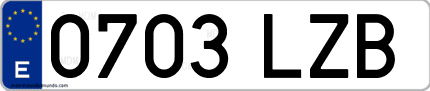 Ejemplo de matrícula de coche ordinaria 0703 LZB