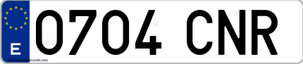 Ejemplo de matrícula de coche ordinaria 0704 CNR