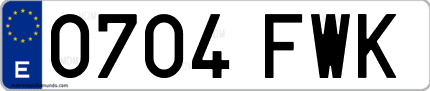 Ejemplo de matrícula de coche ordinaria 0704 FWK