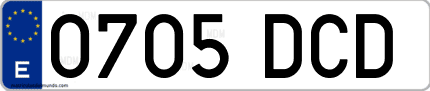 Ejemplo de matrícula de coche ordinaria 0705 DCD